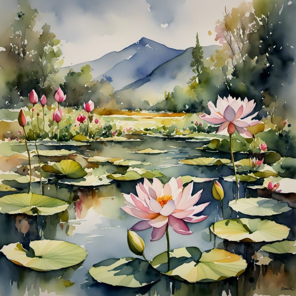 Watercolor Lotus Blossom