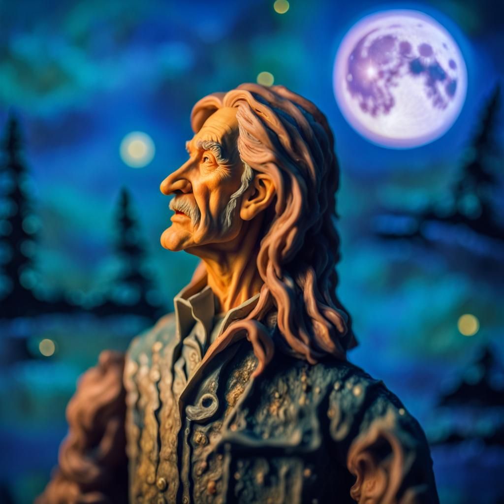 Plastic Action Figure in Warm Watercolor Diorama