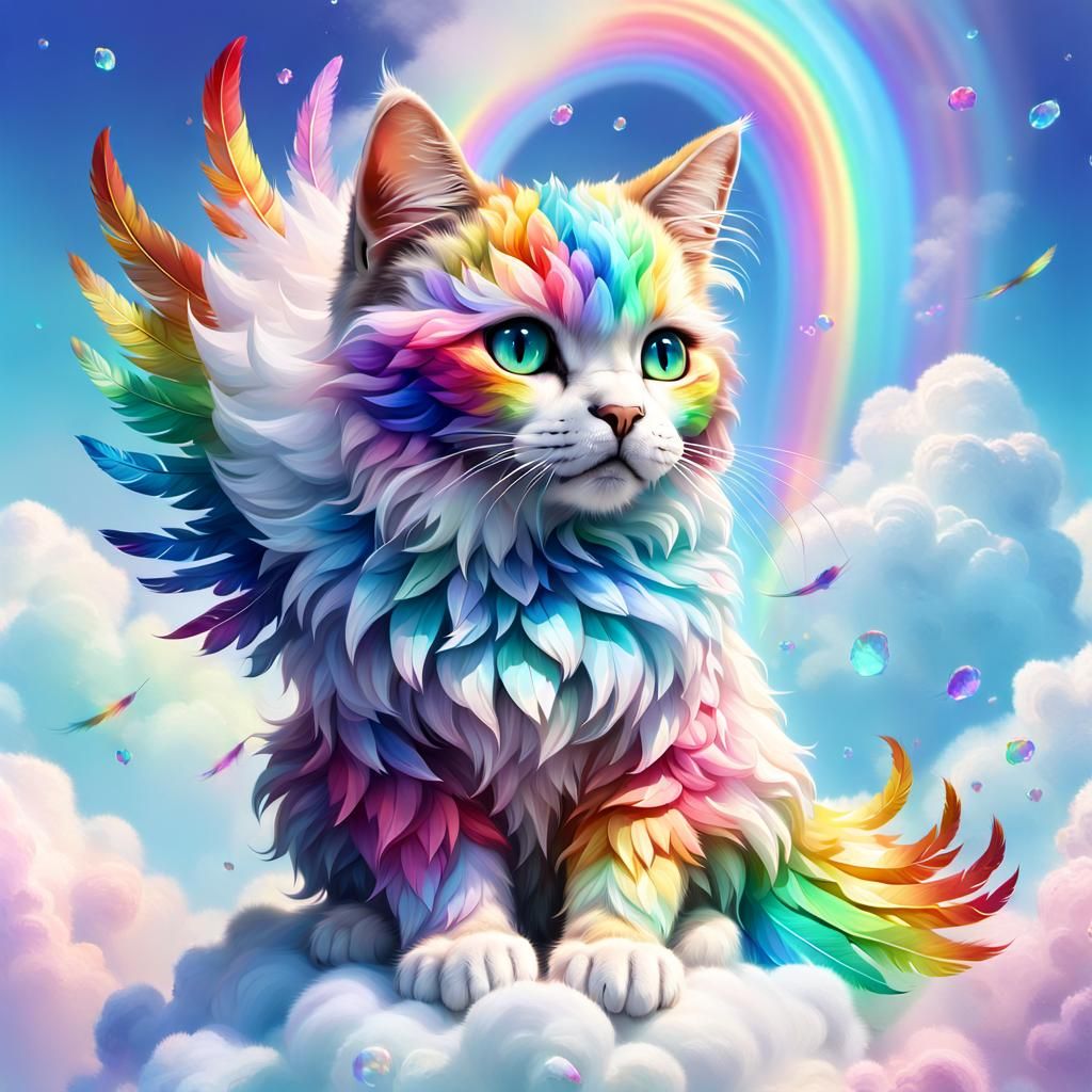 Mythical Feathered Cloud Cat