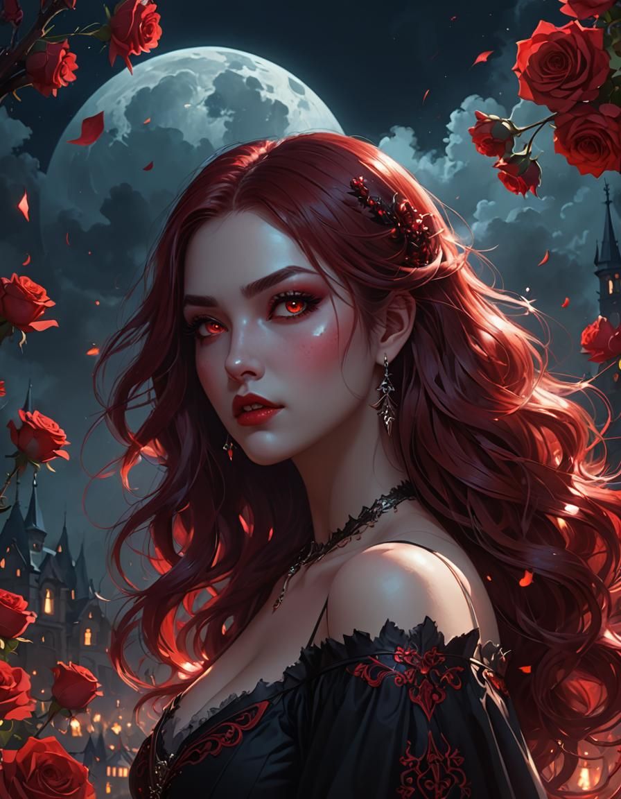 Cute Vampire Girl Digital Art in 8K