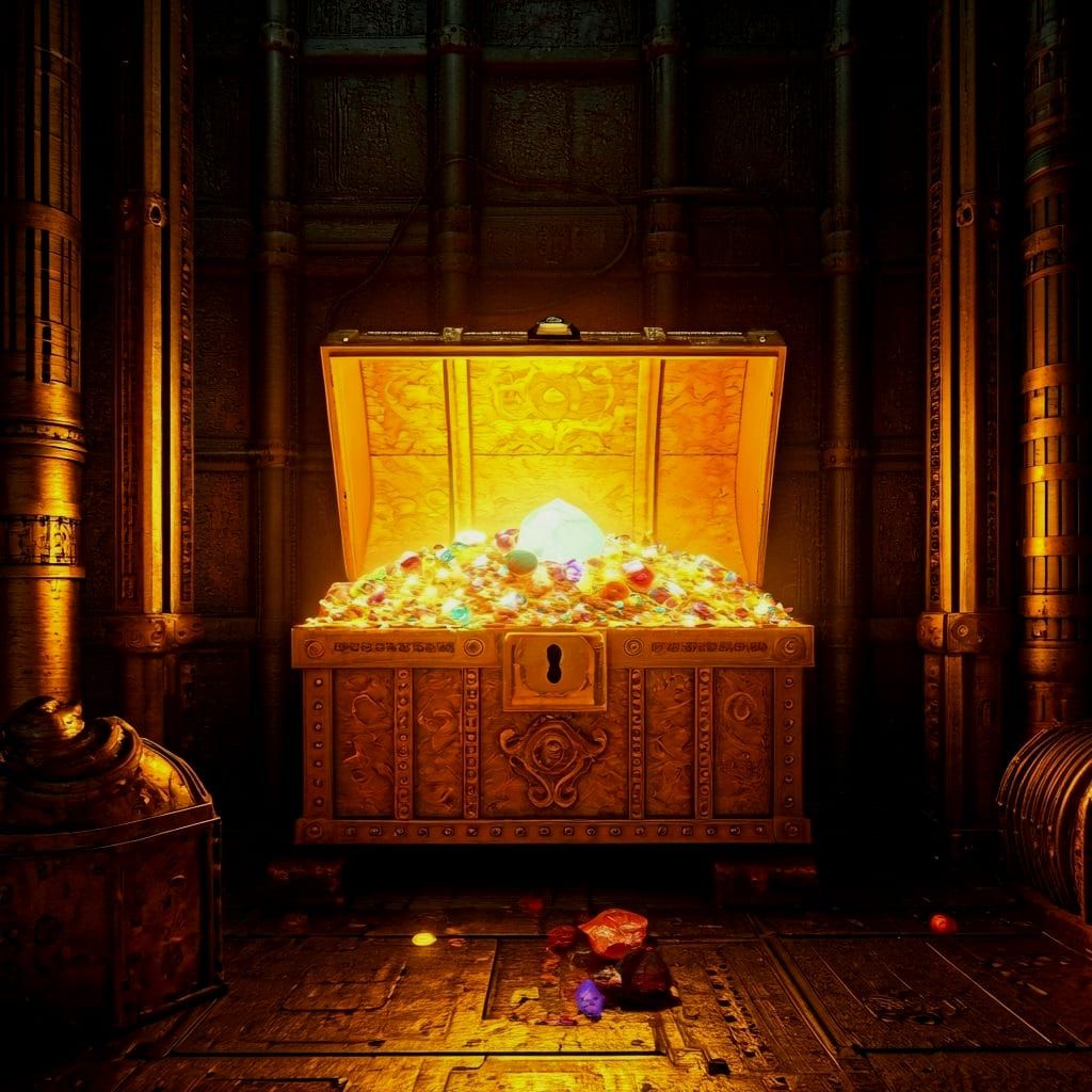 Ornate Treasure Chest Overflowing with Gold