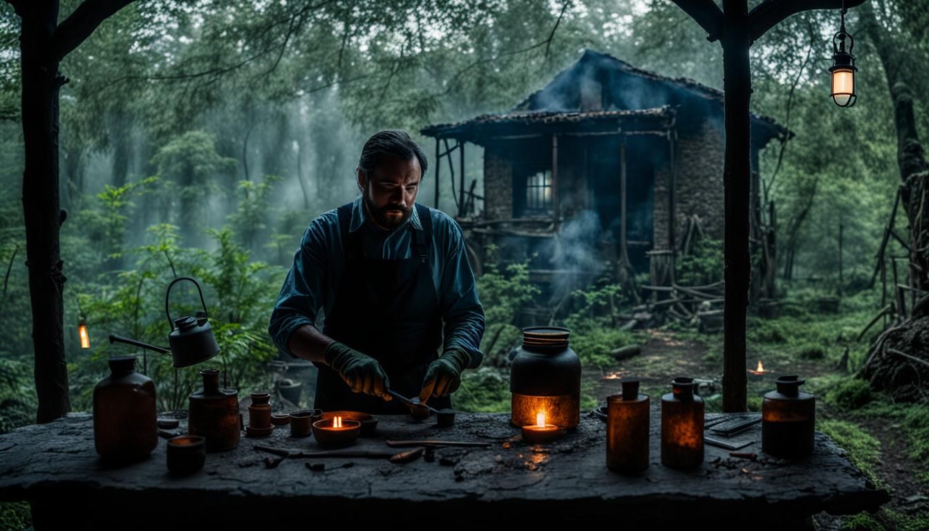 Victorian Alchemist's Laboratory in Oil Painting Style