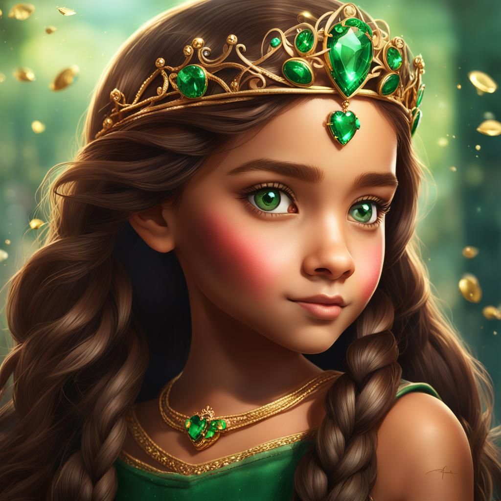 Emerald-Eyed Princess with Braid: Fantasy Concept Art