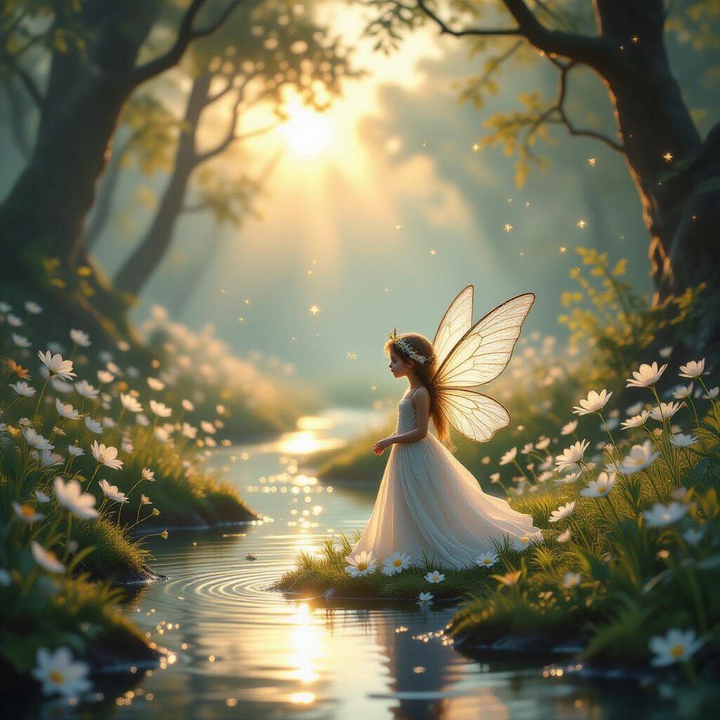 Ethereal Fairy Queen Awakens in Misty Forest