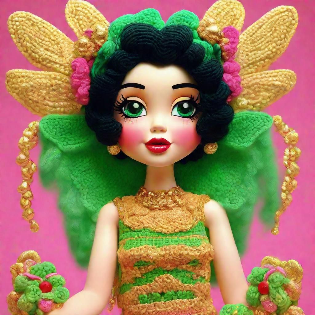 Crocheted Betty Boop Doll in Candy Art Style