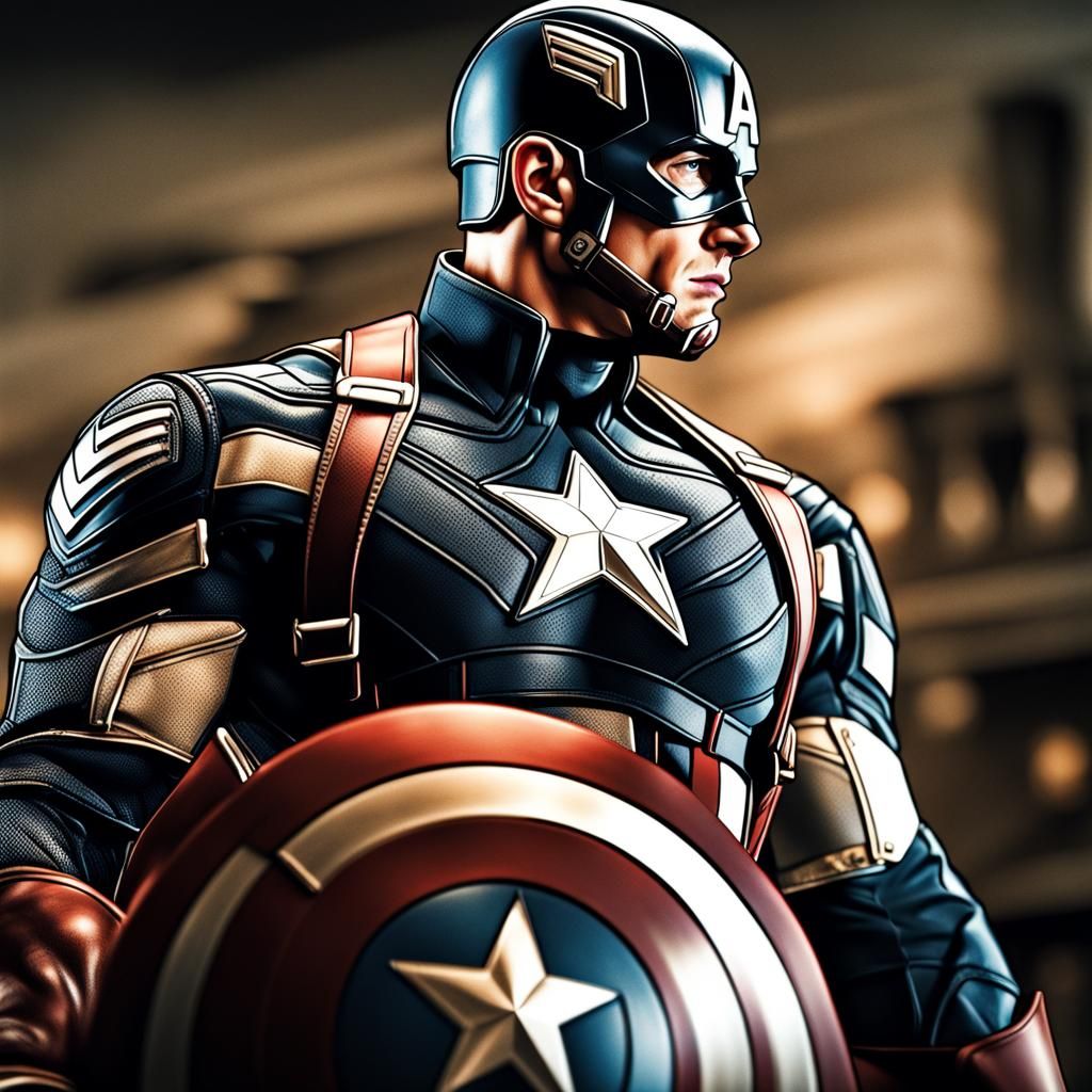 Hyperrealistic Captain America Portrait in Sharp Focus
