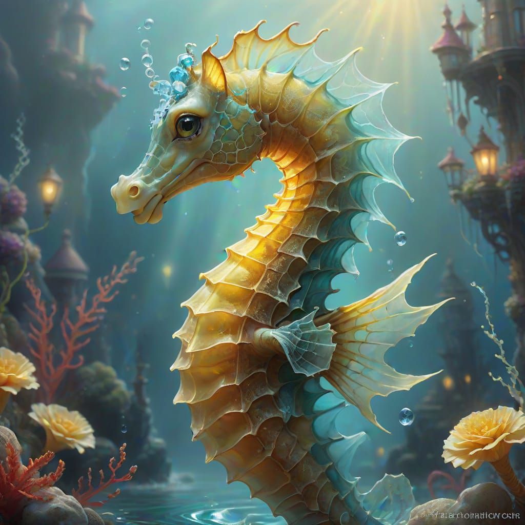 Ethereal Human-Seahorse Hybrid in Soft Focus