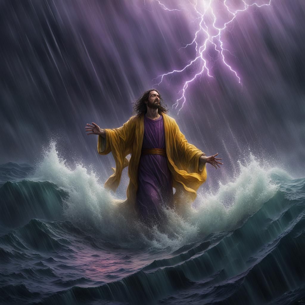 Stormy Rescue: Dramatic Seascape in Digital Art Style