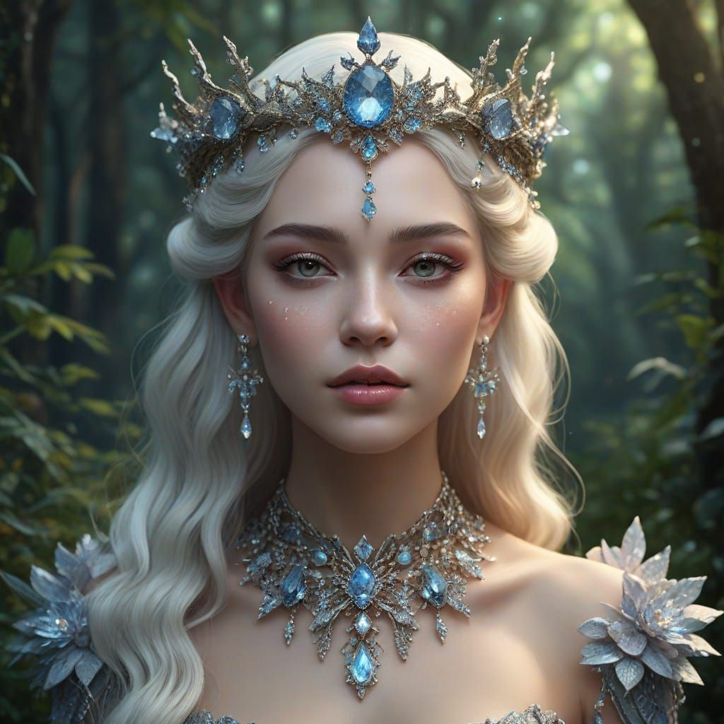 Magical Queen in Shimmering Crystal Crown