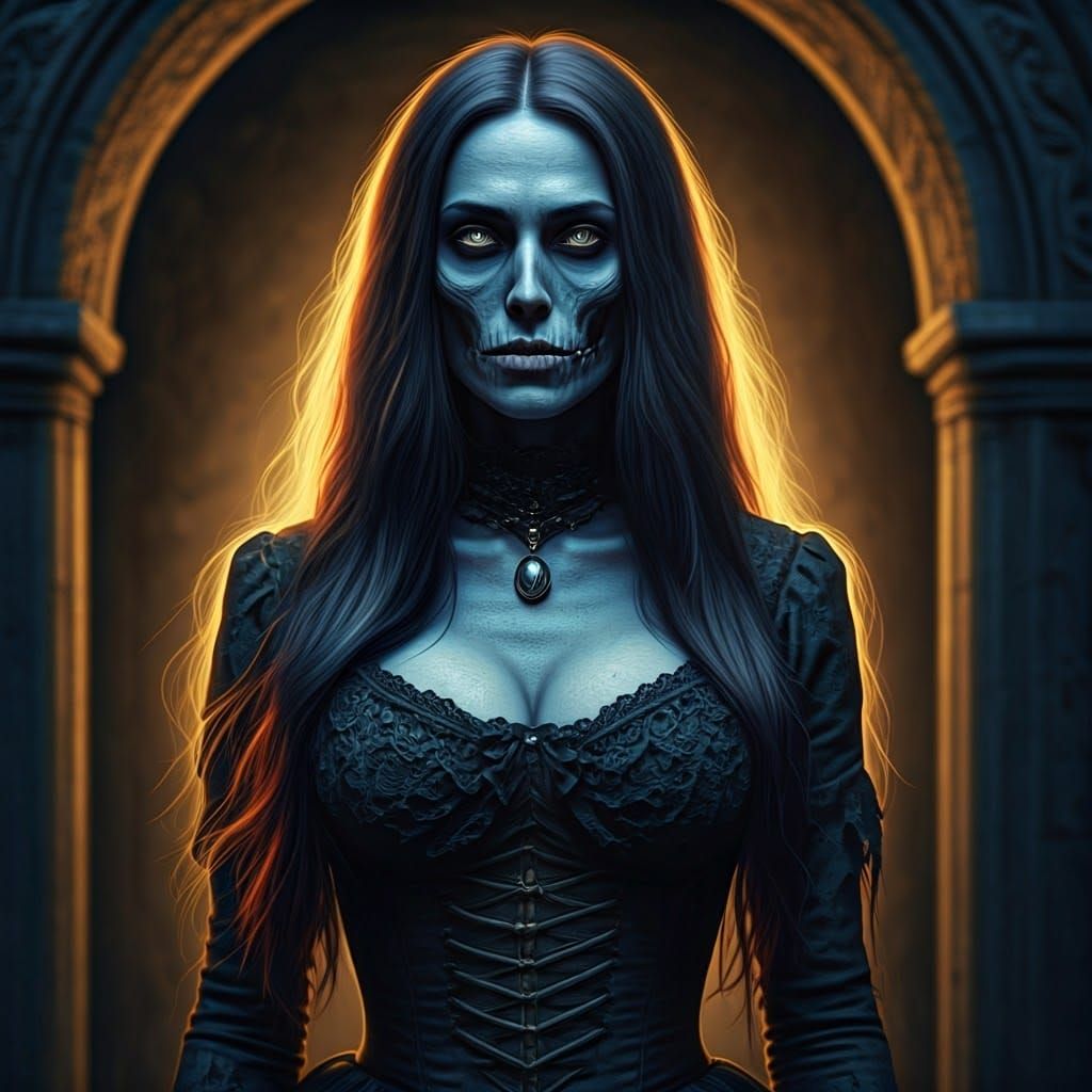 Undead Emily: Dark Romantic Portrait in Cinematic Style