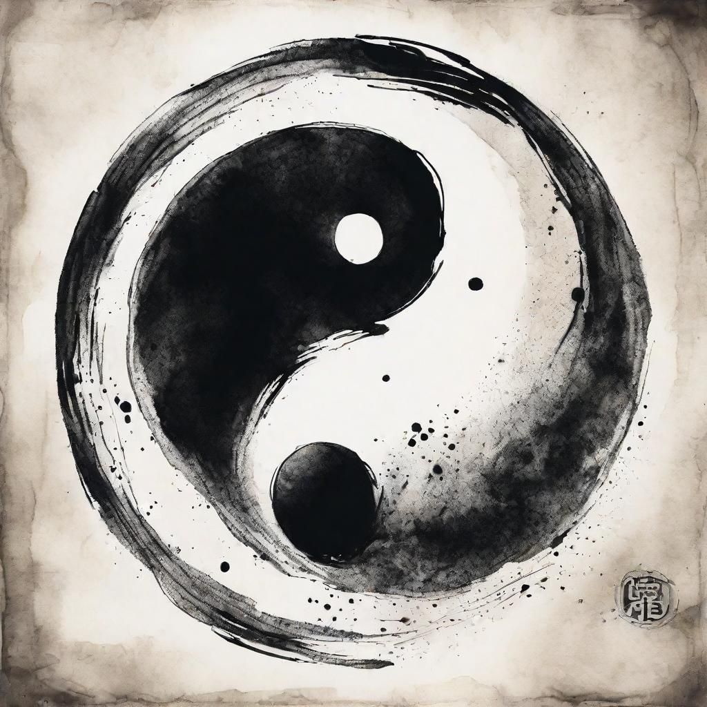 Ying Yang Symbol as Ink Wash Painting
