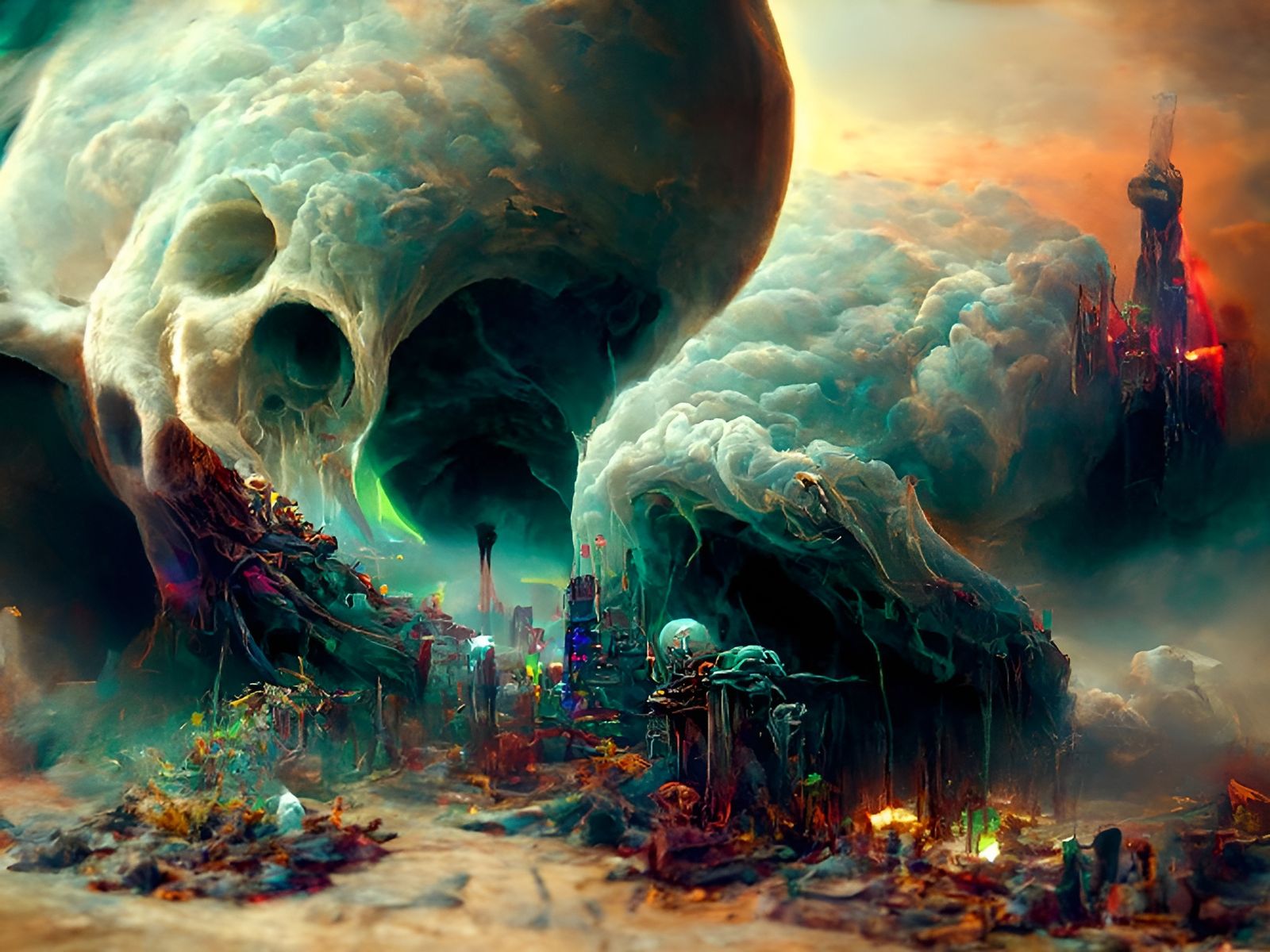 City of Necromancers Engulfed in Bone Storm