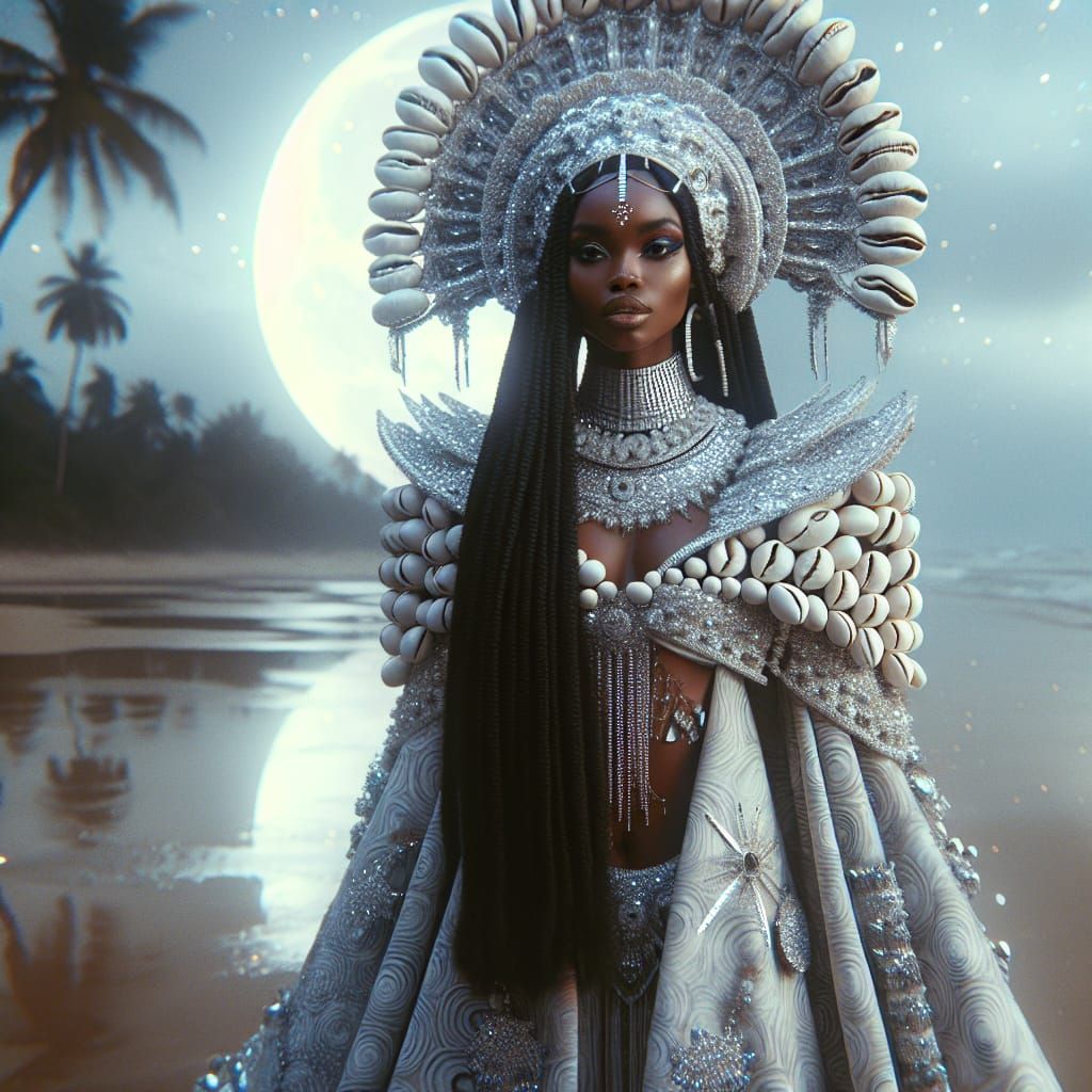 Gleti: Dahomey Moon Goddess in Digital Matte Painting