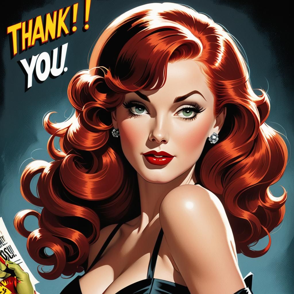 Retro Comic Book Portrait of 1950s Woman