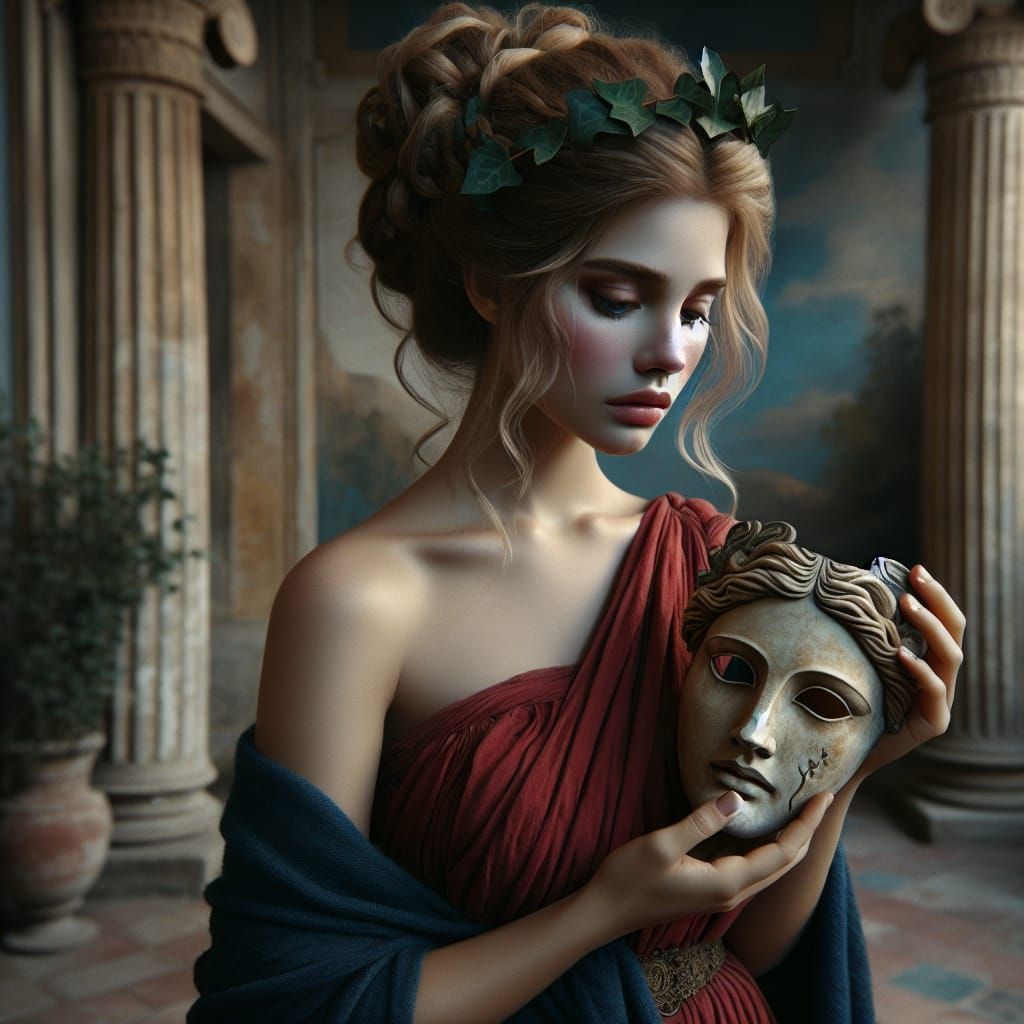 Melpomene, Greek Goddess of Tragedy, in Classical Villa