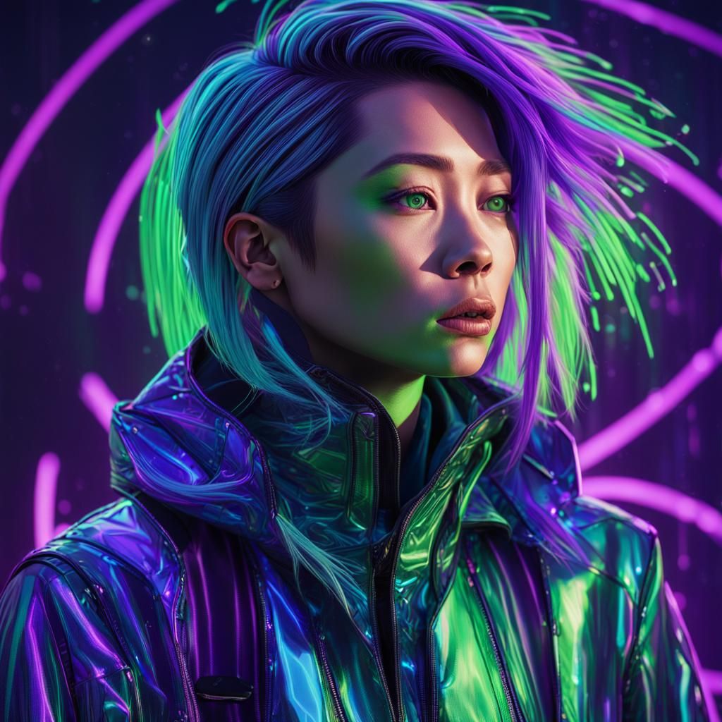 Futuristic Portrait: Amy Wong in Neon
