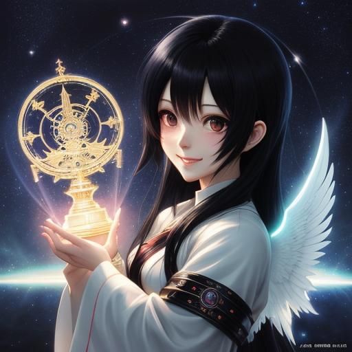 Chibi Angel Girl with Glowing Light Aura