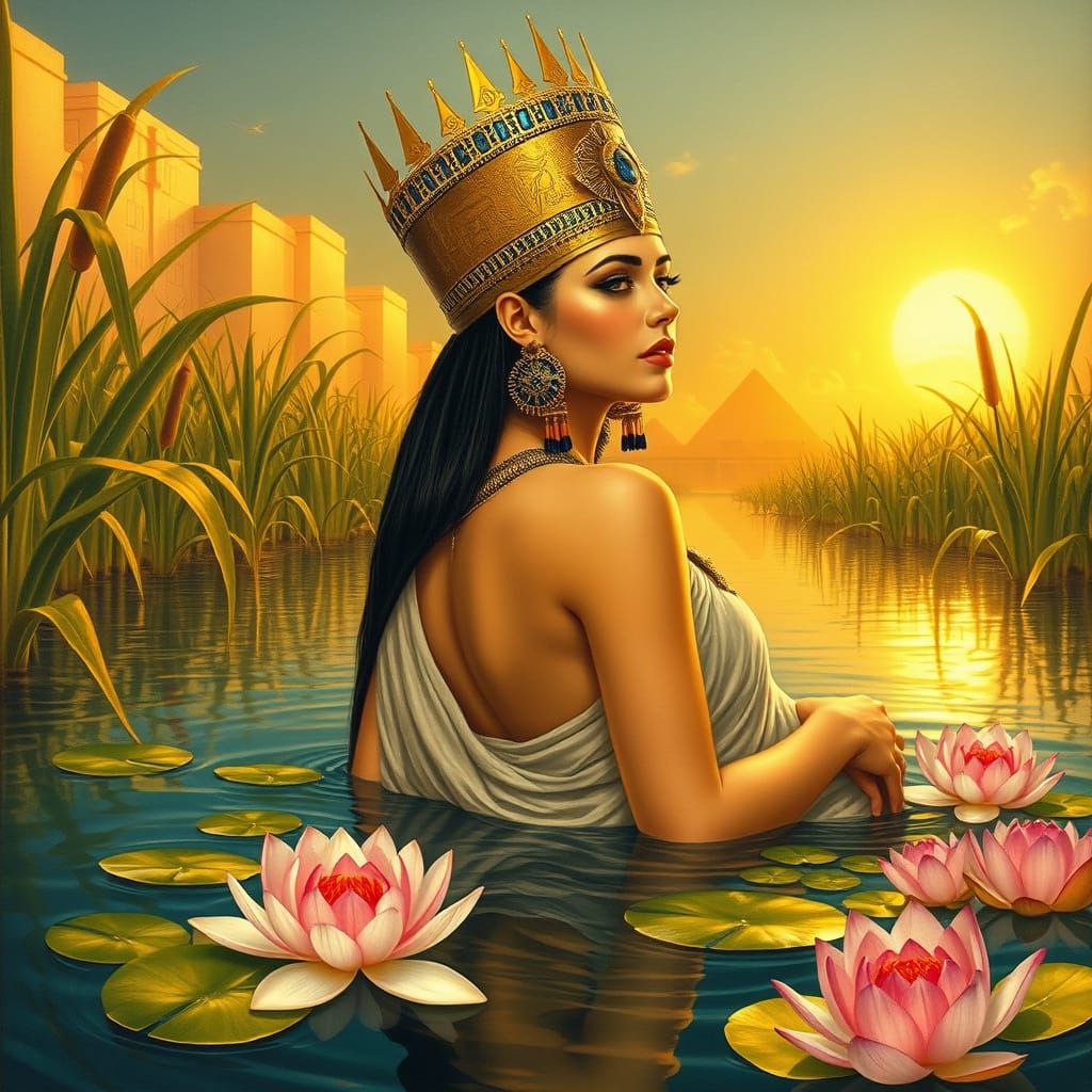 Egyptian Queen Floats Serenely on the Nile in Art Nouveau St...