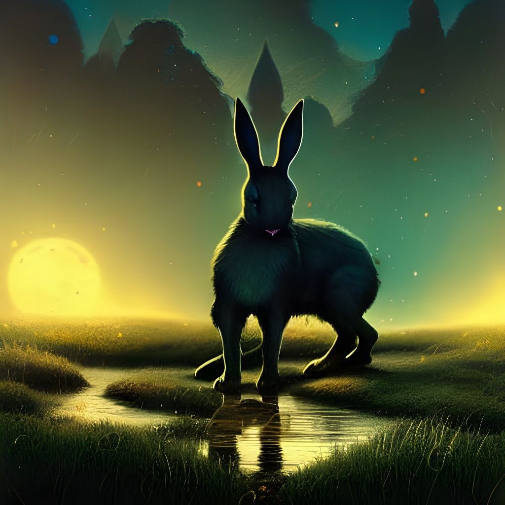 Watership Down in Psychedelic Moonlight, Detailed 3D Art