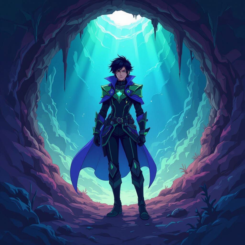 Person in Hole: Cel-Shaded Anime Style