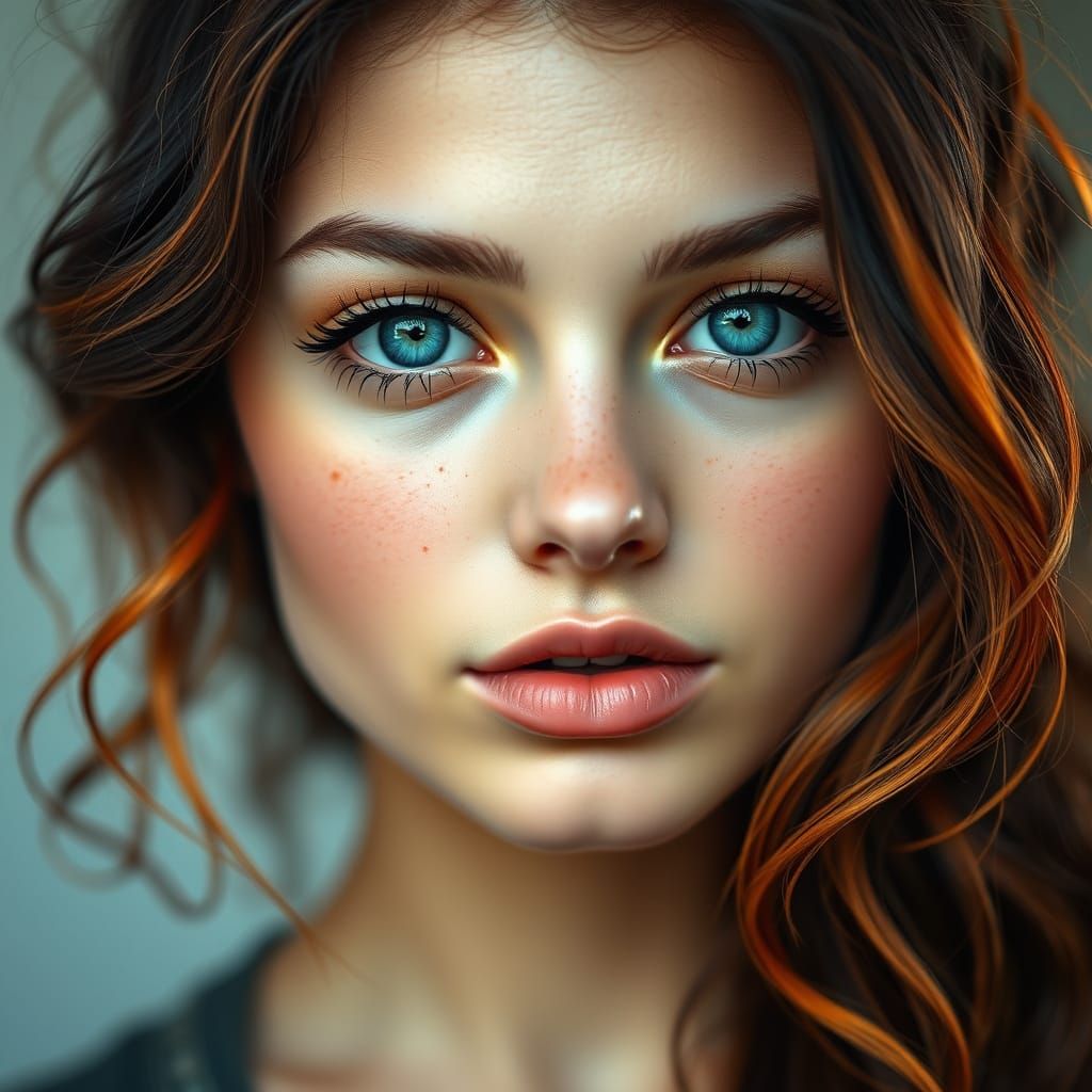 Portrait of a Stunning Woman with Black and Orange Hair