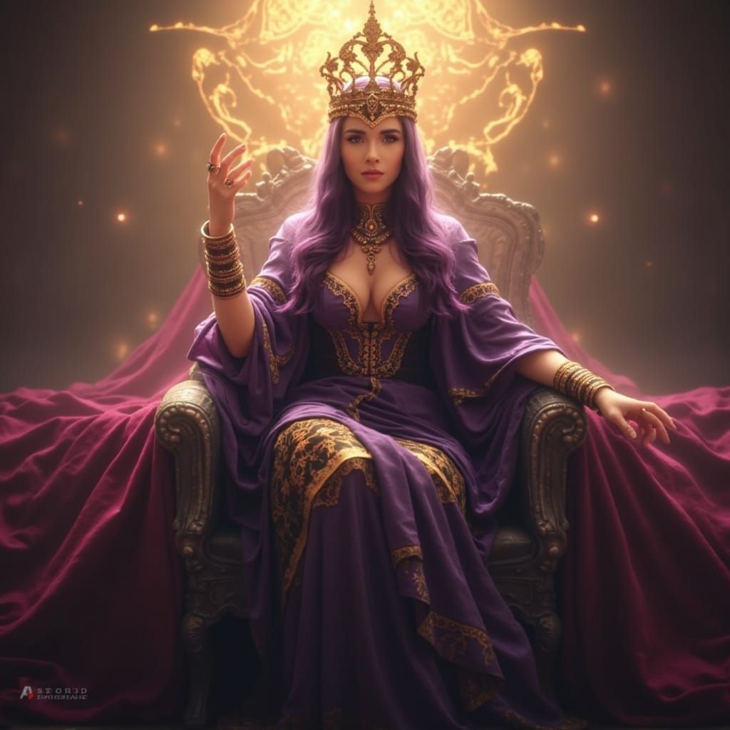 Nameless Queen on Her Throne in Dark Fantasy Style