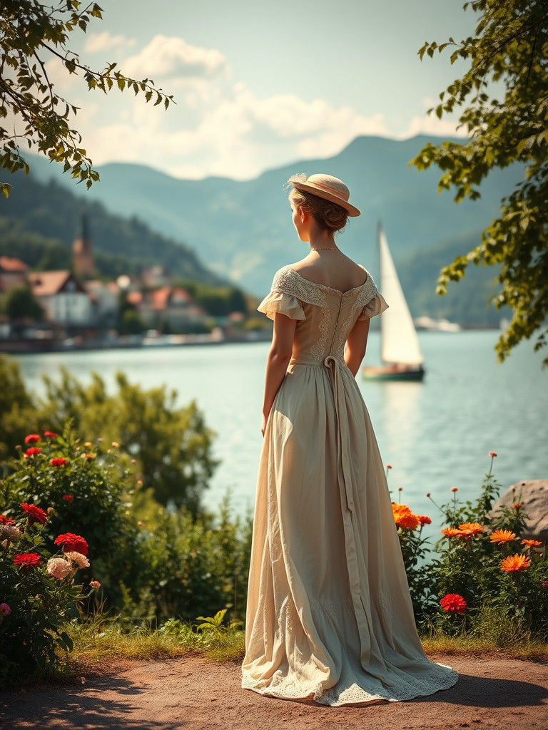 Victorian Woman Visits Lindau, Germany
