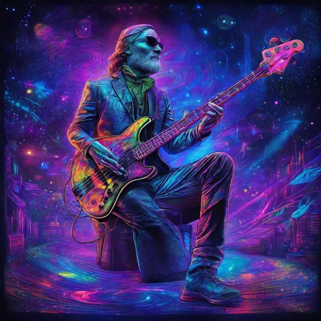 Funky Bassist in Holographic Astral Cosmic Show