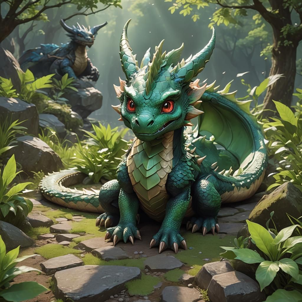 Cute Earth Dragon in 3D Anime Style