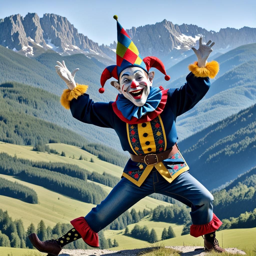 Jester in Jacquard, Jura Mountains, Classical Painting