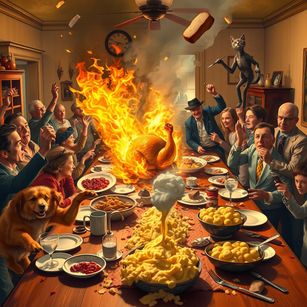 Thanksgiving Dinner Disaster: A Comical Kitchen Catastrophe