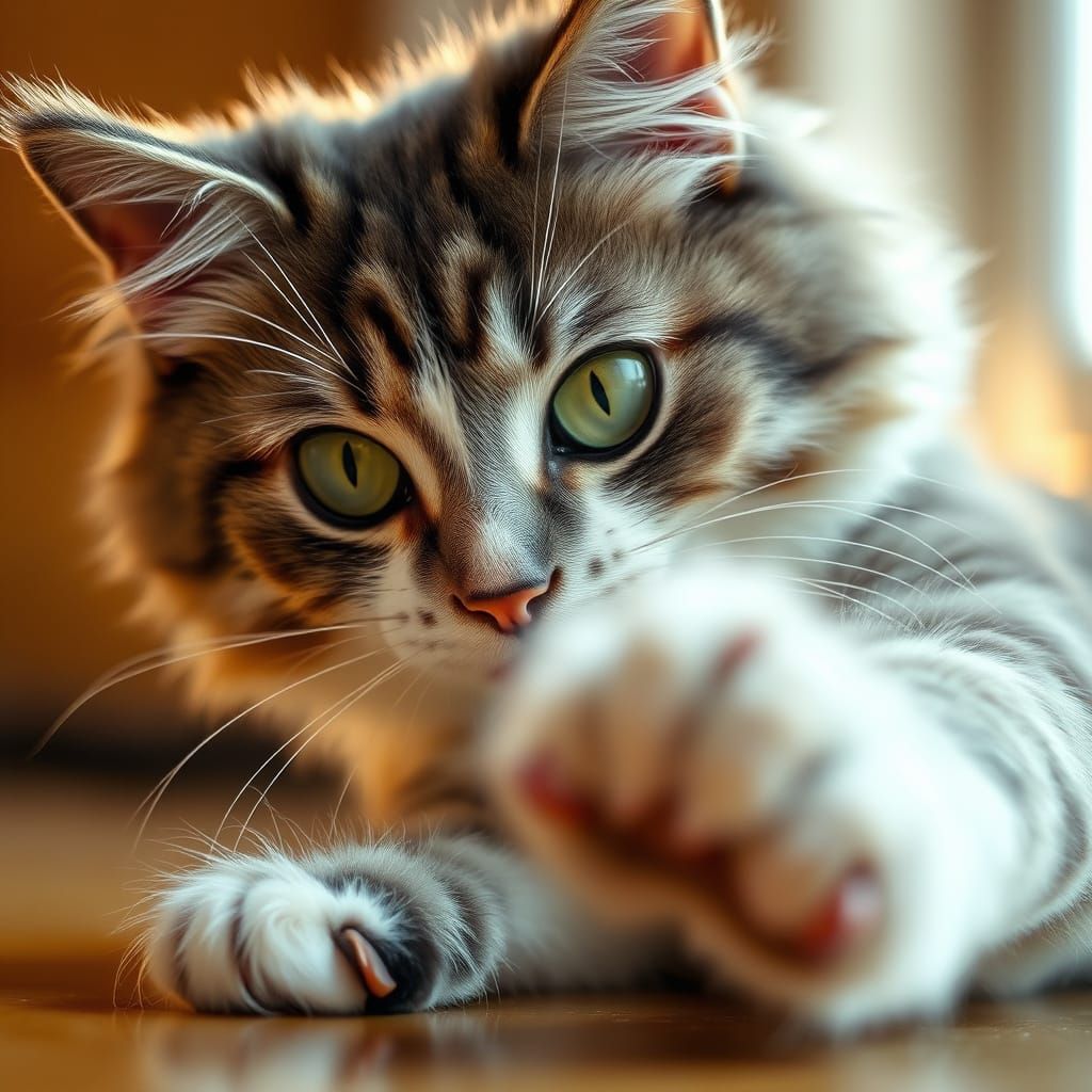 Whimsical Domestic Cat in Golden Lighting