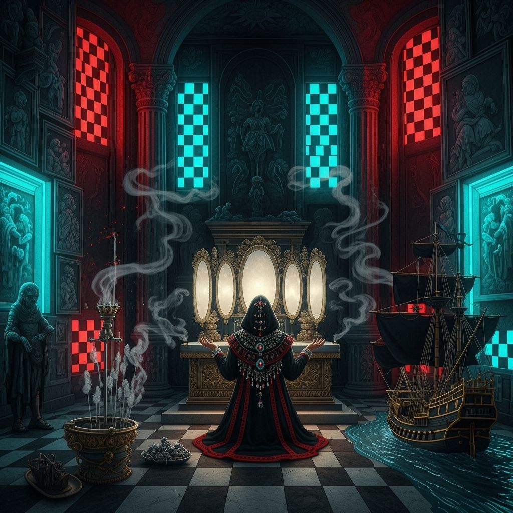 Surreal River Styx Scene in Dark Baroque Style