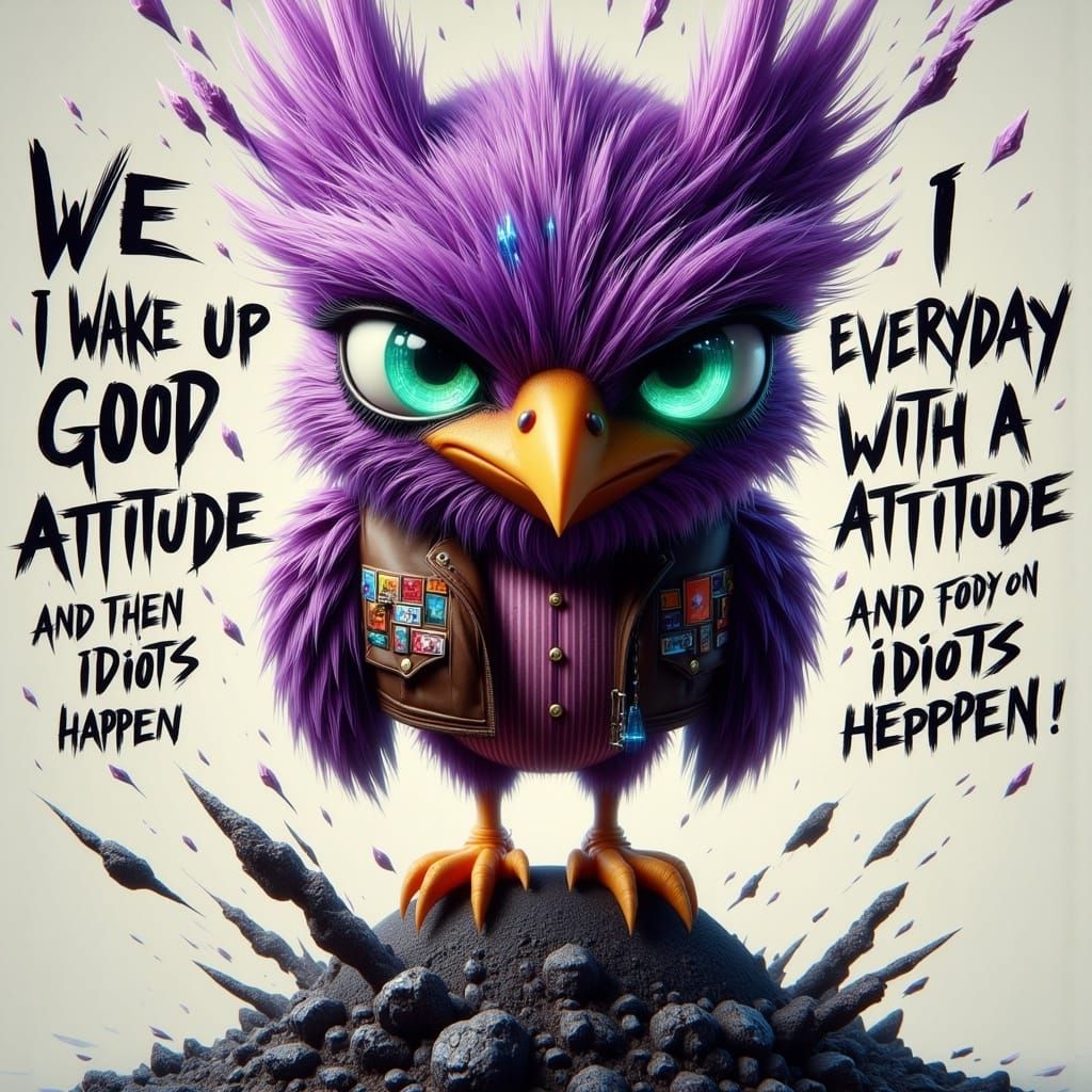 Eccentric Purple Bird with Exaggerated Features