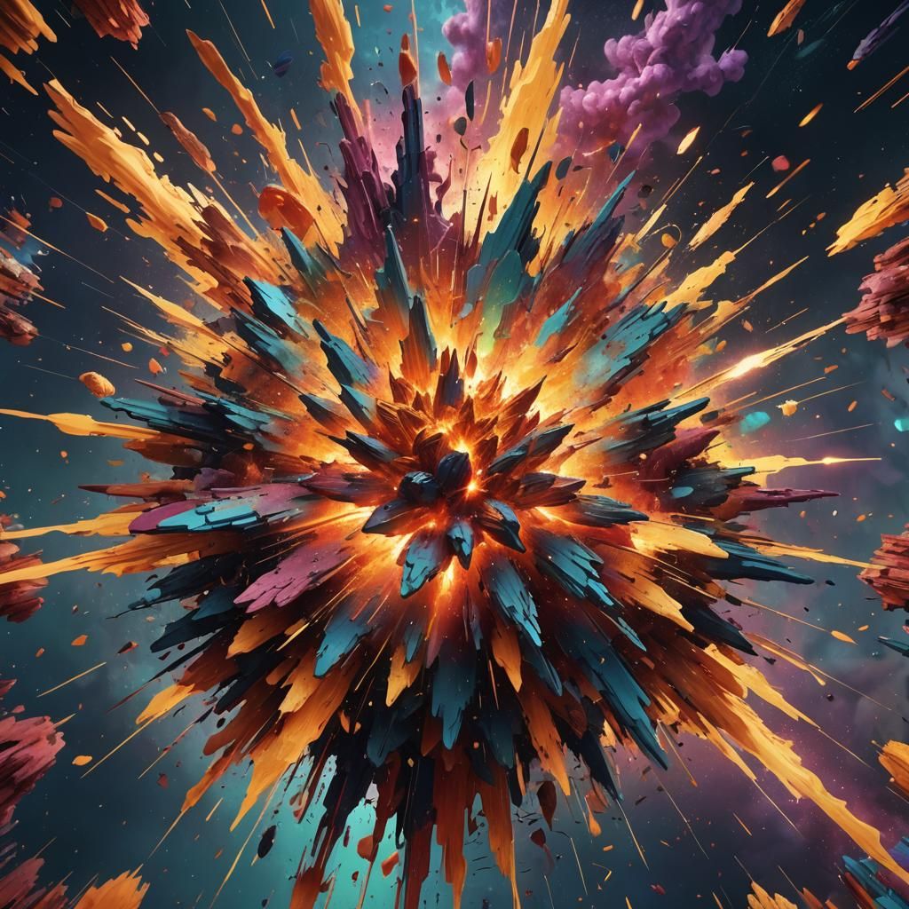 Colorful Abstract Explosion Radiating Energy