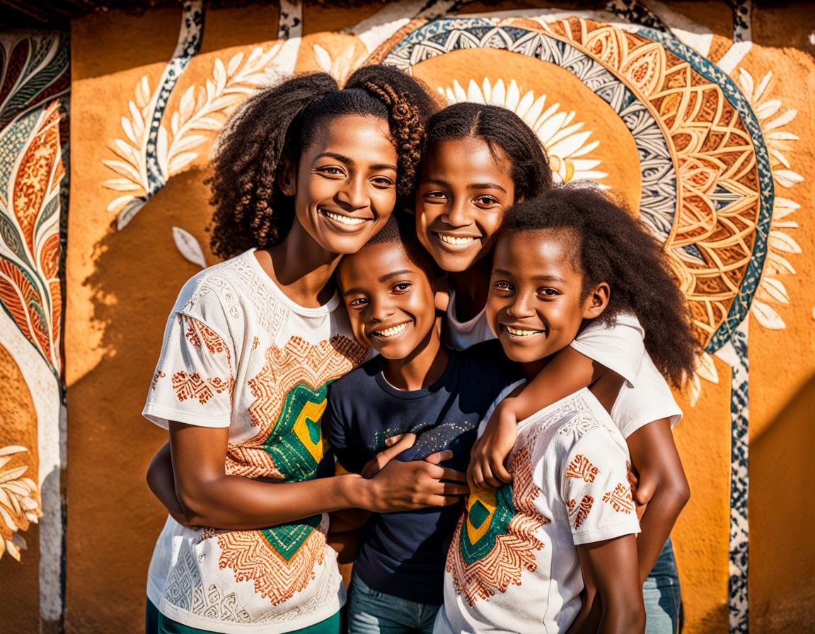 Brazilian Family Portrait in a Fantasy Illustration Style