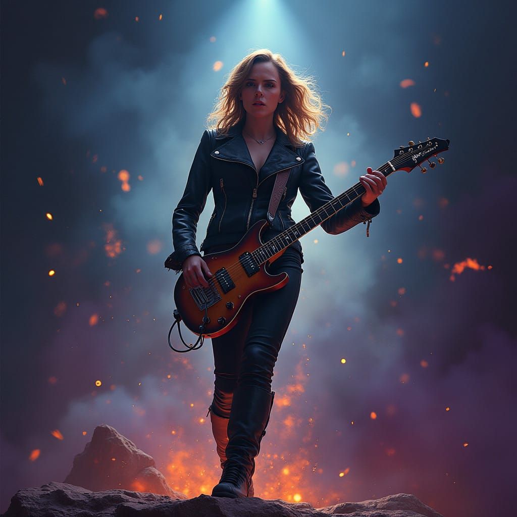 Rock Goddess: Emma Watson Commands the Stage in Leather and....