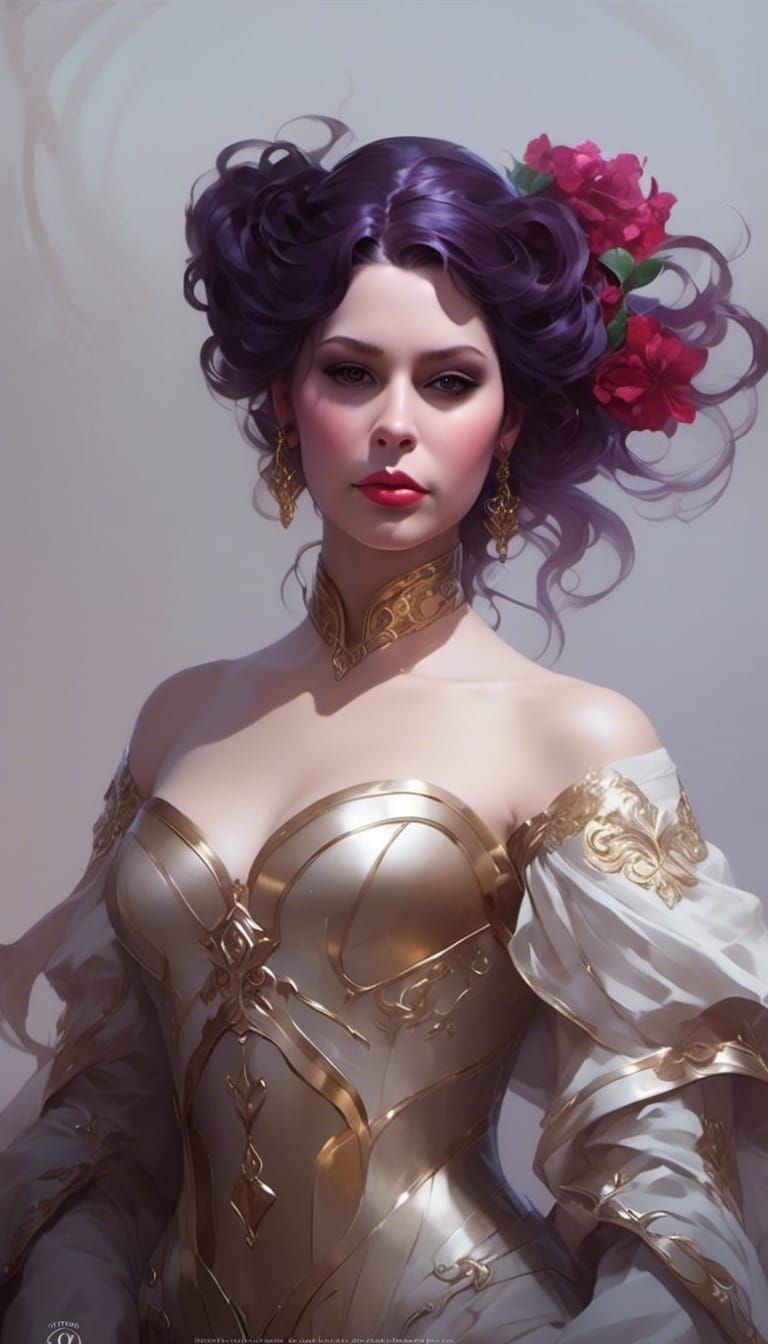 Rococo Lady in Leather and Lace Portrait