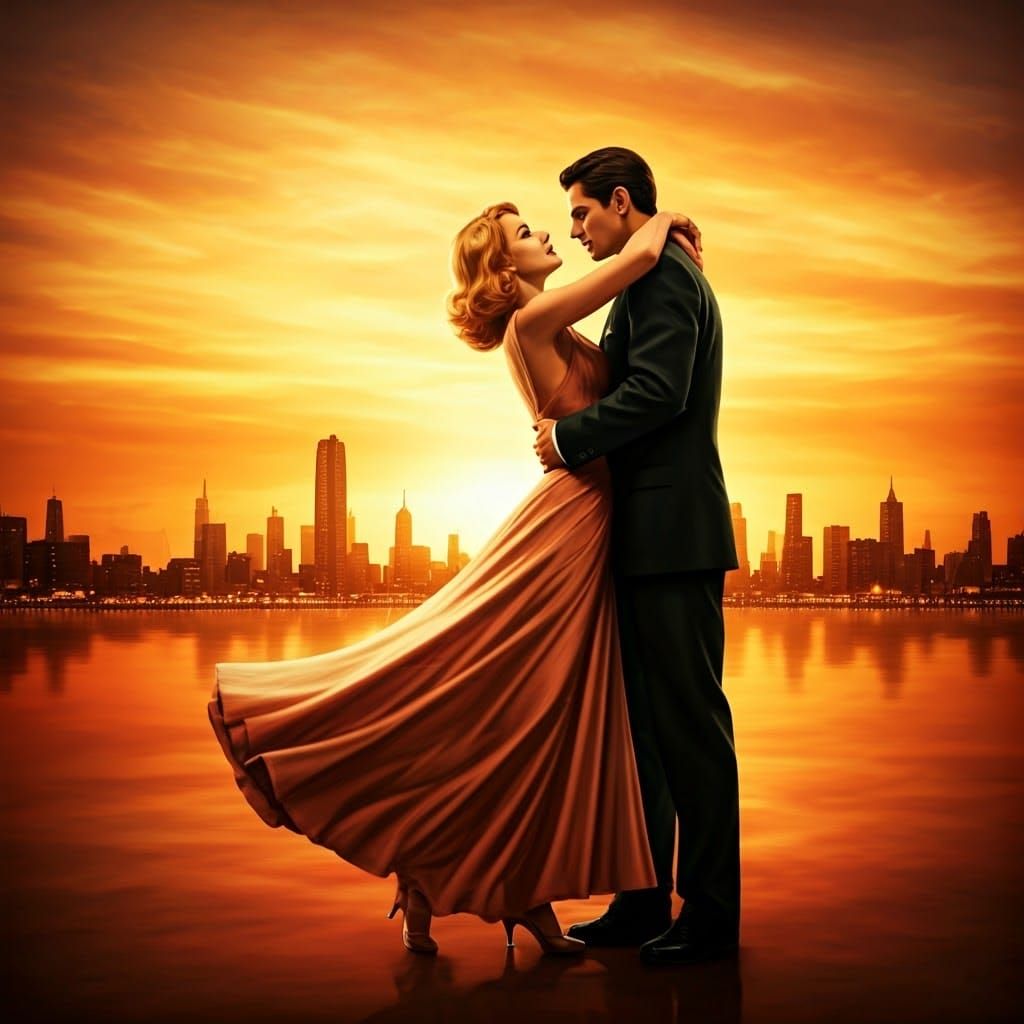 Romantic Golden Cityscape Elegance