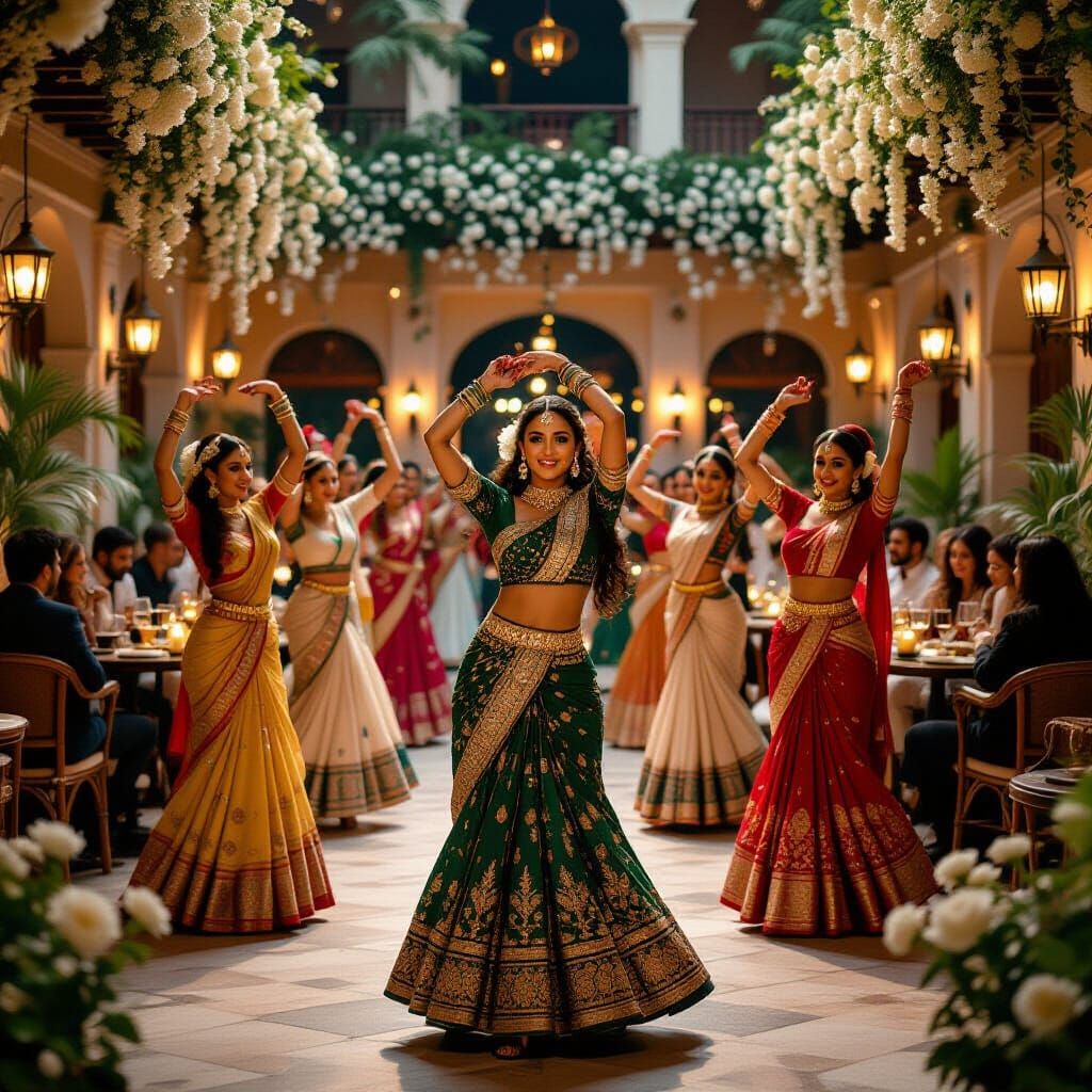 Bollywood Dancers Perform Under Night Sky