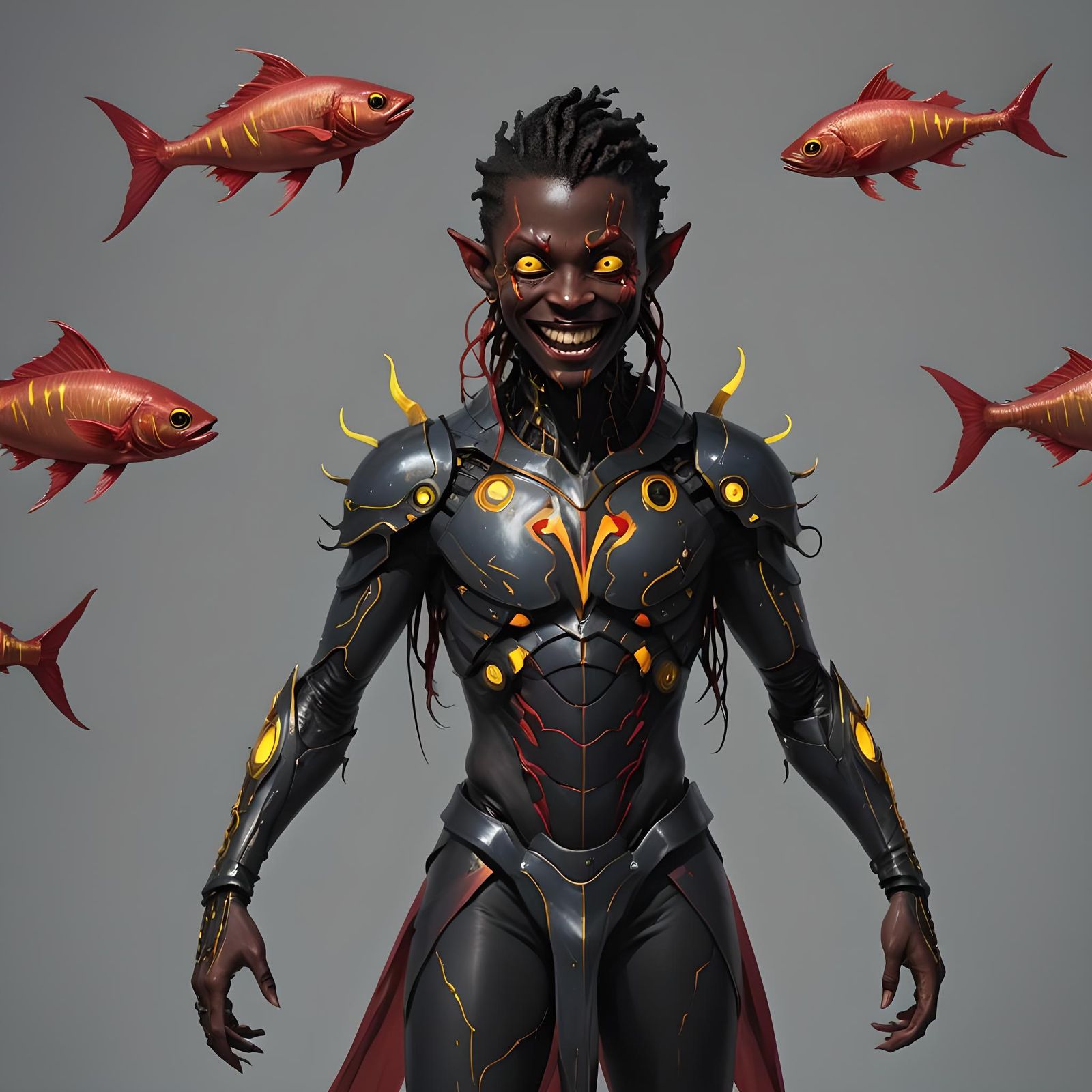 Eldritch Androgynous Humanoid with Bioluminescent Fin