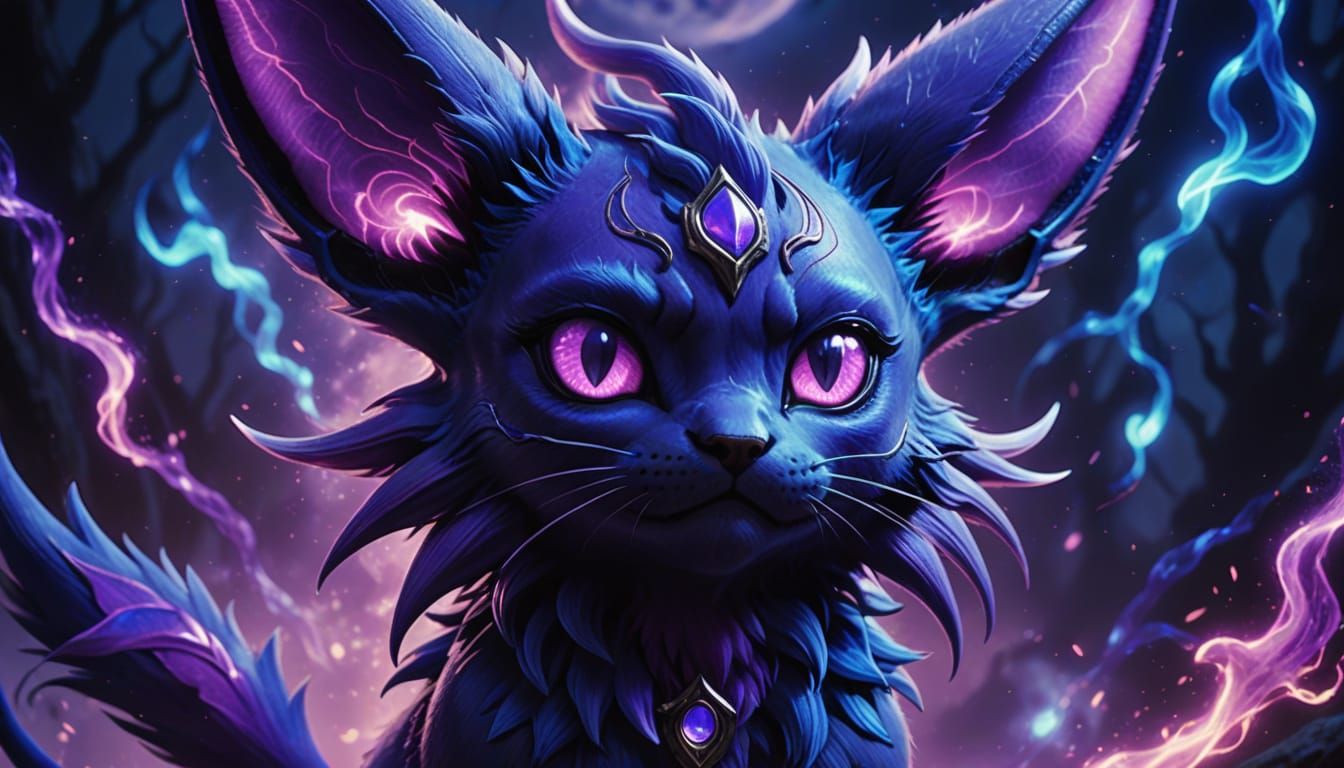 Dark Fantasy Espeon with Glowing Eyes