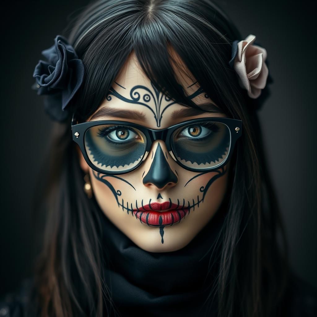 Belarussian Woman as Catrina with Gothic Sunglasses