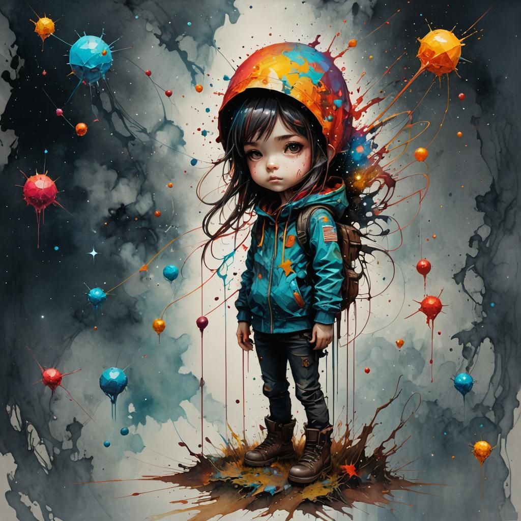 Colorful Ink Splash Chibi Figure Constellation