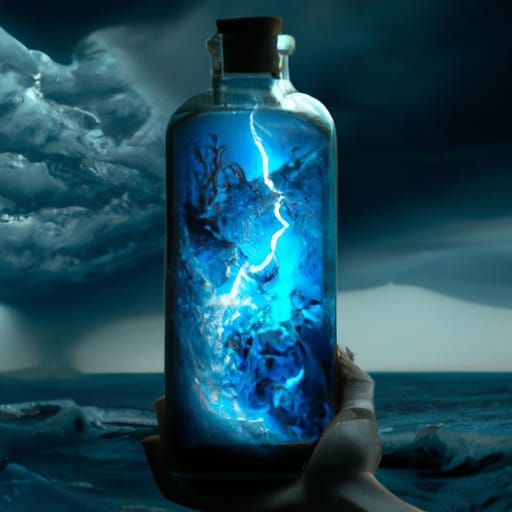 Storm in a Bottle with Blue Lightning