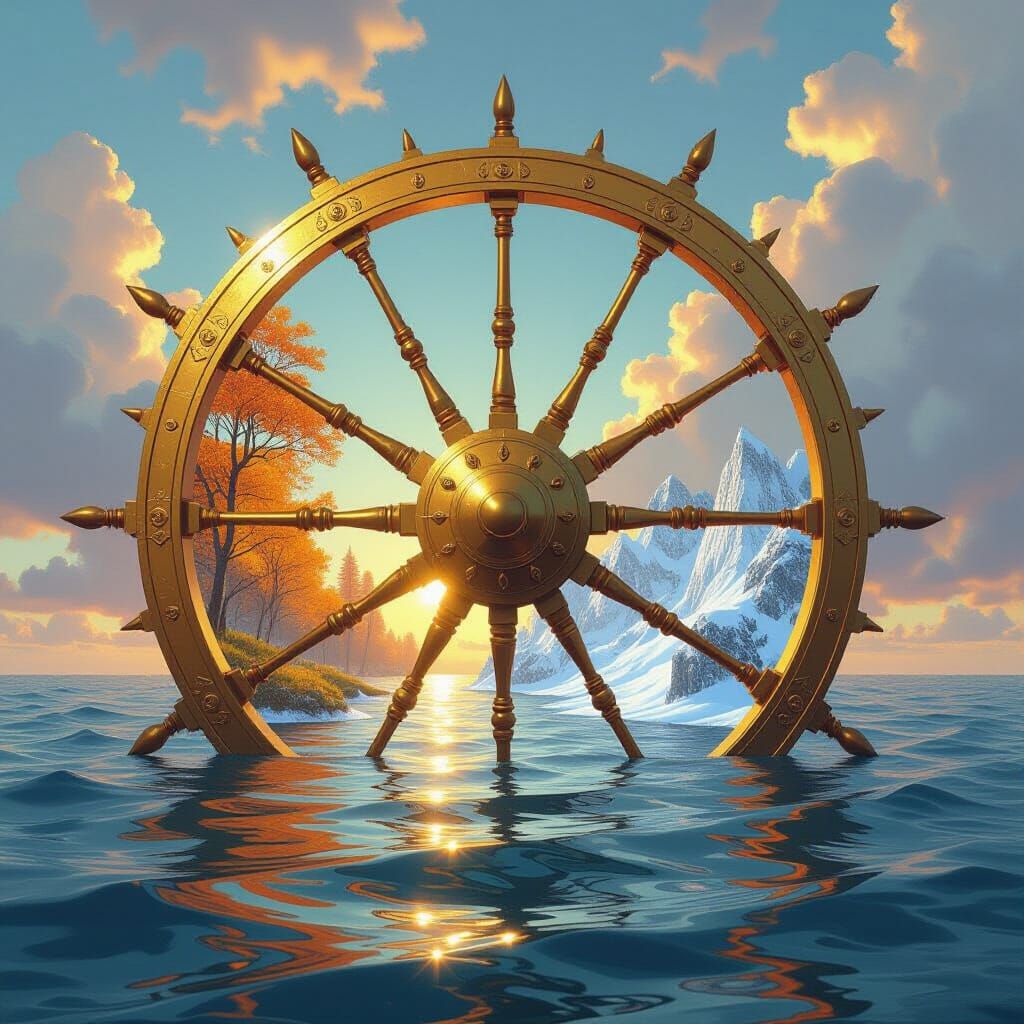 Colossal Golden Sea Wheel with Four Seasons