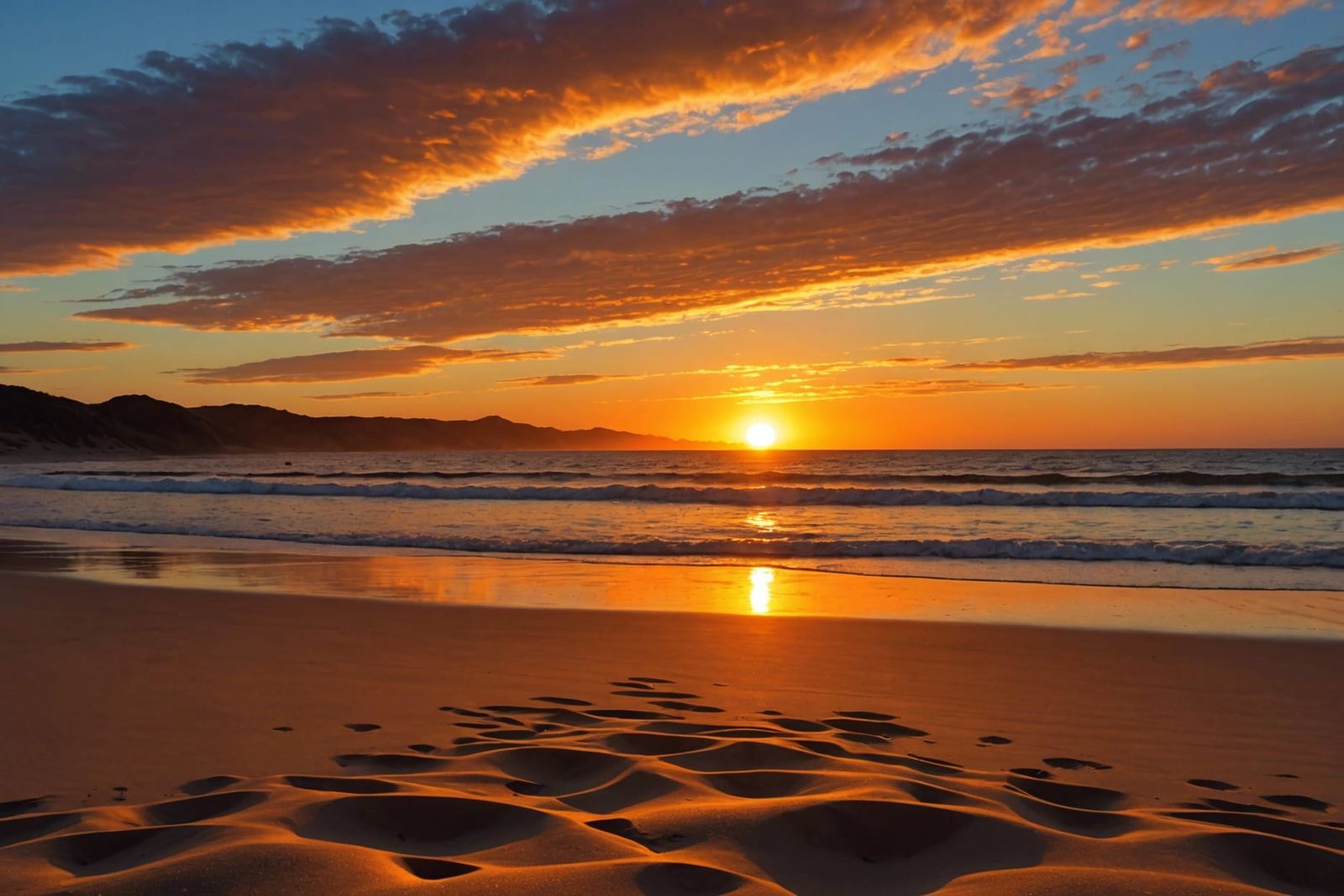 Beach Sunset in Gouache Detailed Painting