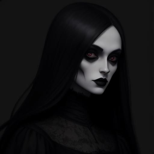 Gothic Young Woman Portrait in Dark Matte Style