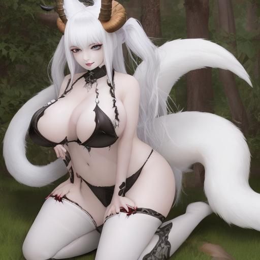 Female Devil with Horns and Fox Tail