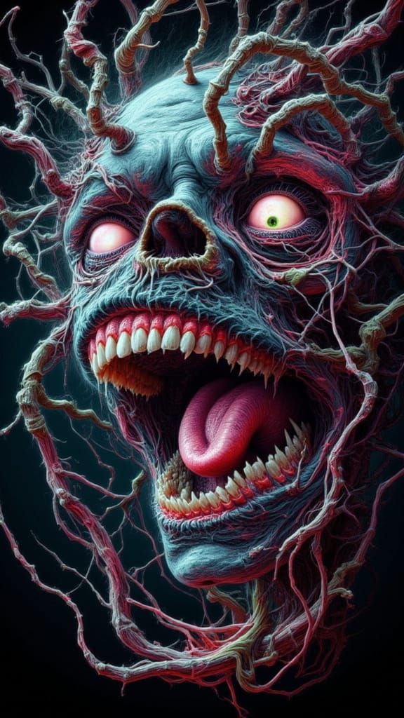 Fractal Face Man in Gothic Horror Style